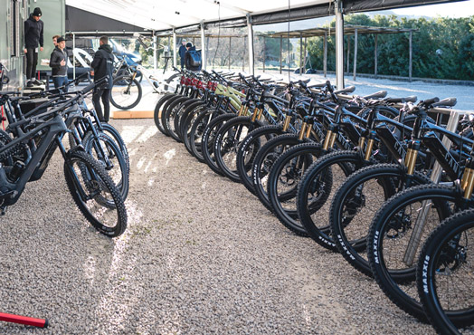 A full display of Canyon e-bikes
