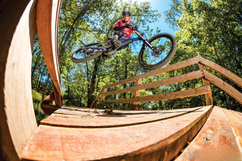 Brian Lopes putting his e-bike to the test. 