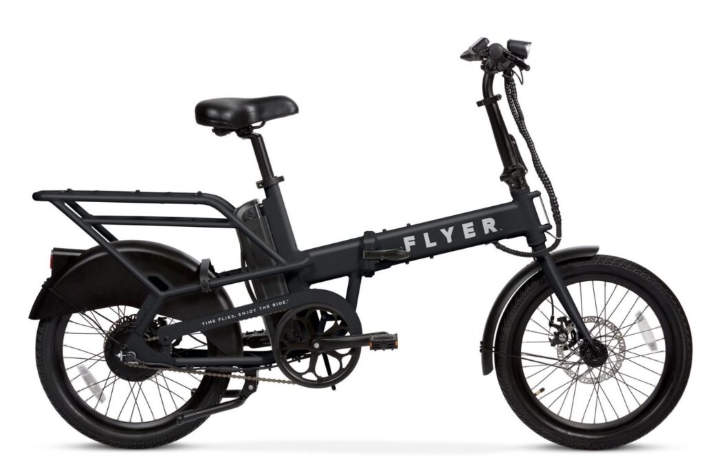 Black Flyer™ Folding Cargo E-Bike drive side