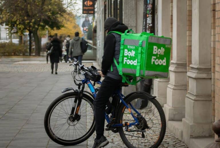 delivery person on e-bike